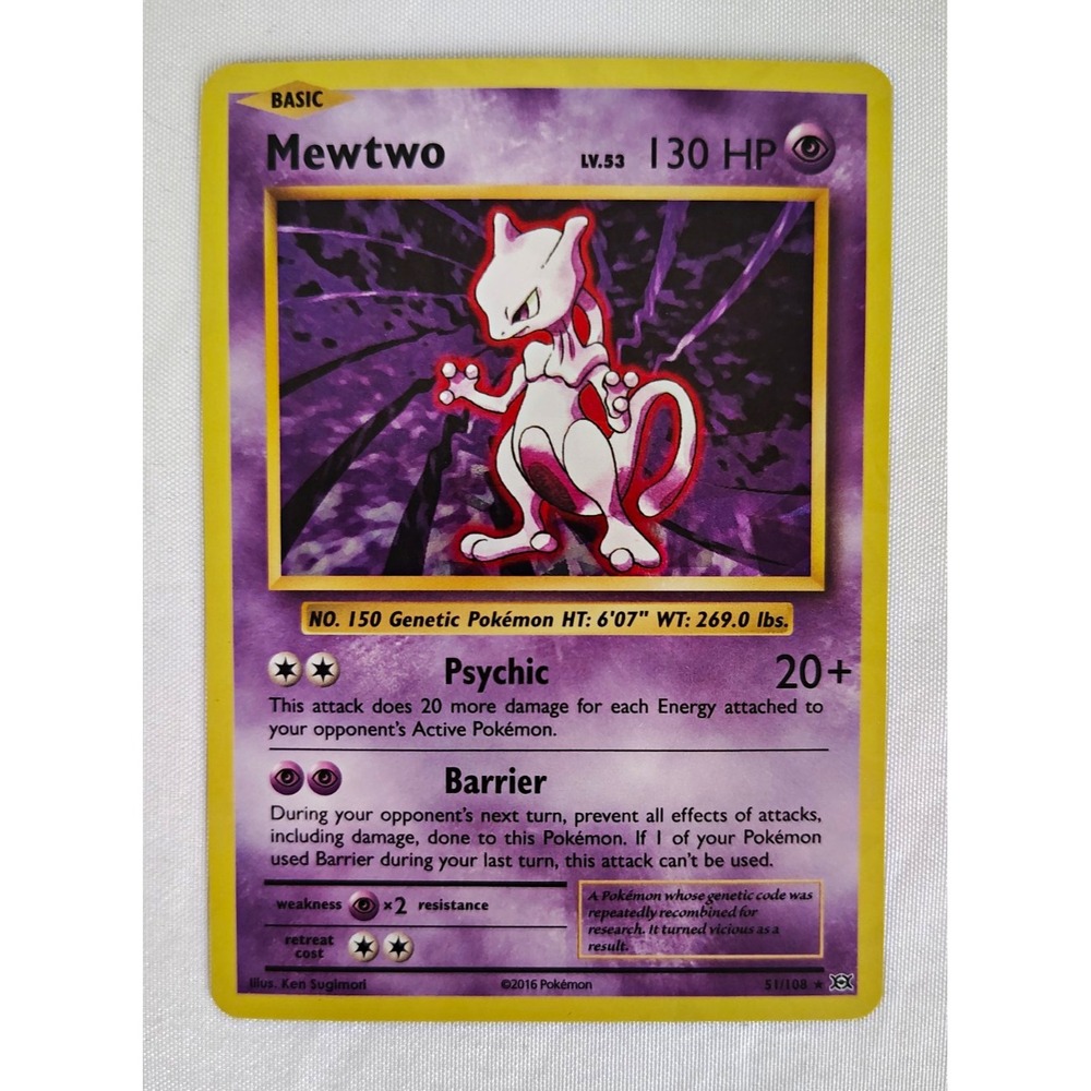 Pokemon TCG Mewtwo 51/108 Evolutions Reverse Holo Rare Eng 2016 130 HP